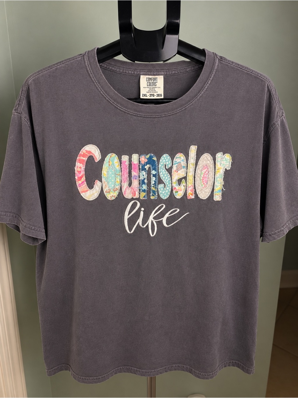 Comfort Colors Gray “Counselor Life” Appliqué T-Shirt 2XL